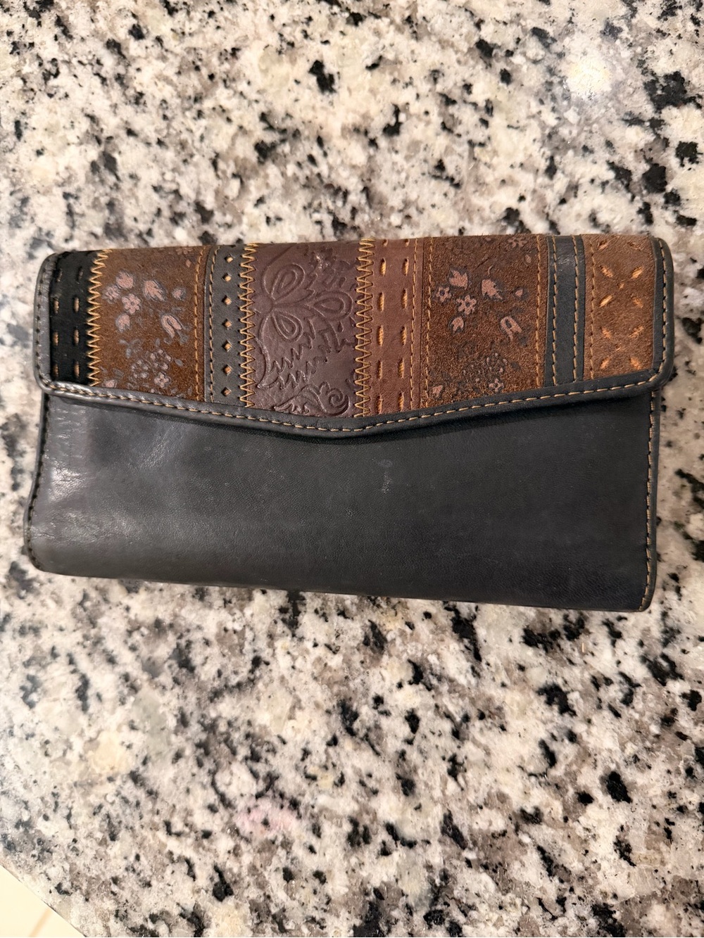 Vintage Fossil brown leather Patchwork Wallet